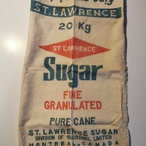 St. Lawrence Diamond Fine Sugar Canvas 20kg Sack Bag Vintage Montreal Bilingual